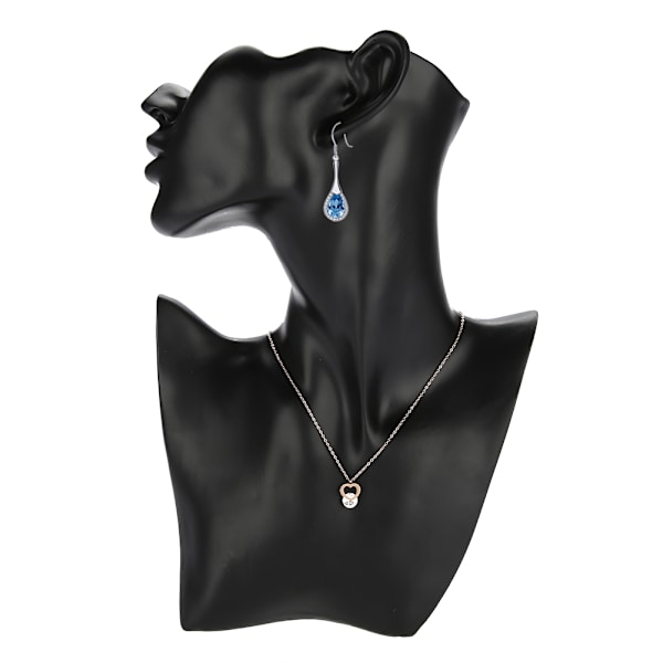 Halskæde Ørering Holder Mannequin Hoved Bust Stand Model Shop Smykker Display Rack Sort