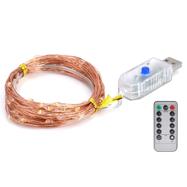 LED Fjärrkontroll Ljusslinga 8 Lägen USB-driven 10m/100LED Koppartråd Ljusslinga