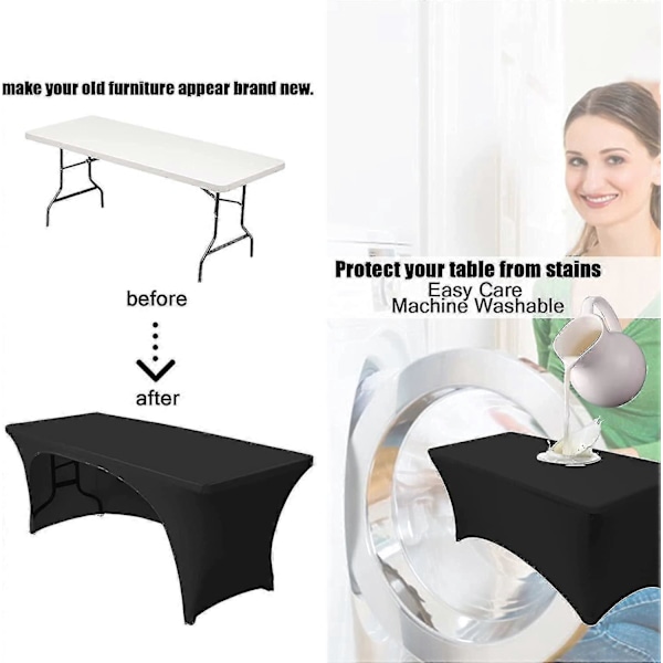 Stretchiga Dukar 180 cm för Rektangulära Bord med Öppen Baksida, Åtsittande Spandex Rektangulära Utebordsöverdrag