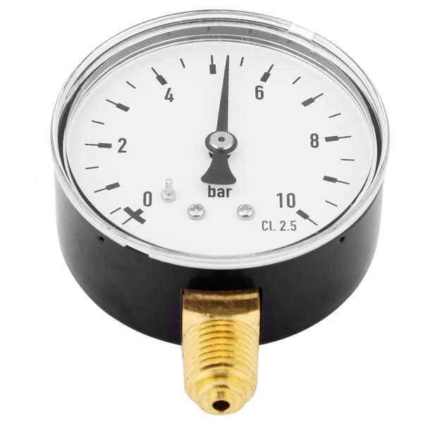 Luft Olje Vann Trykkmåler 1/4 Tomme NPT 0-10 Bar Sidemontert Manometer