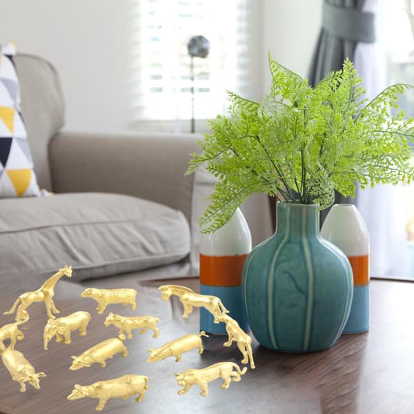 12 sæt guldplastik dyrefigurer jungle vilde dyr modeller mini dyr skrivebordsornament til børn