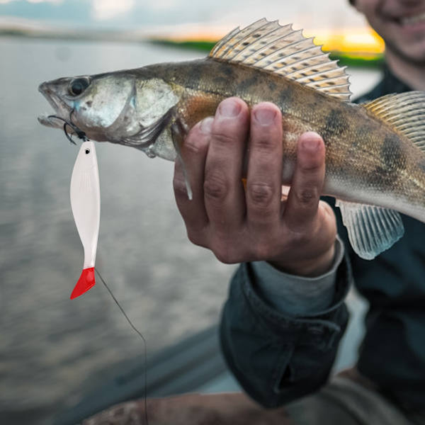 2 st/förpackning Nya levande mjuka konstgjorda beten Falskt fiskebete Tillbehör (Röd Vit)