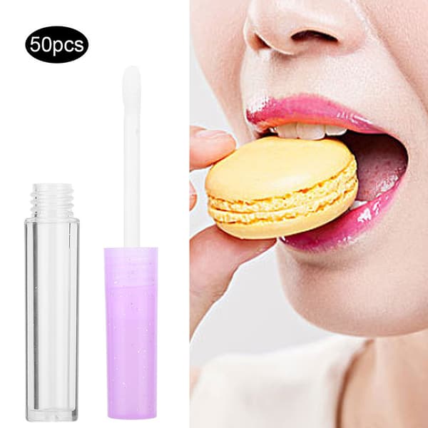 50 st 1,3 ml Mini Läppglansrör Läppstift DIY Läppglansbehållare Tomma Flaskor Lila