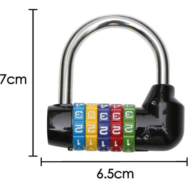 Svart kombinasjonslås med 5 tall