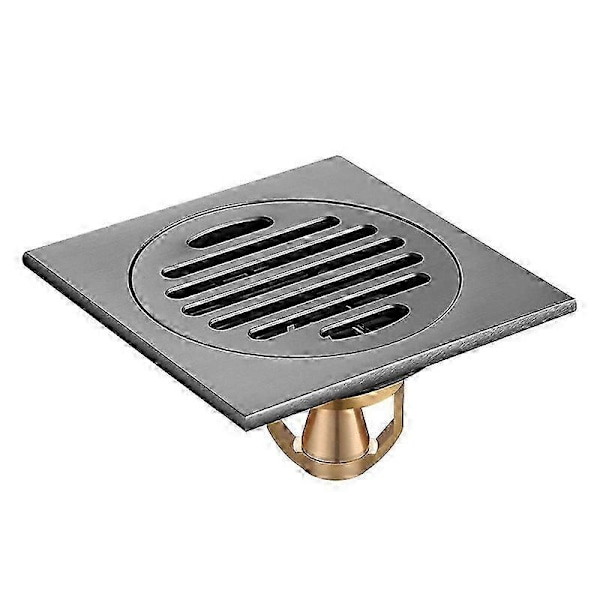 Gulvsluk Baderom Avtakbart Slukdeksel for Baderom Dusjrom Firkantet Toalett Hage Sil Rustfritt Stål Svart 10x10cm_SZXM