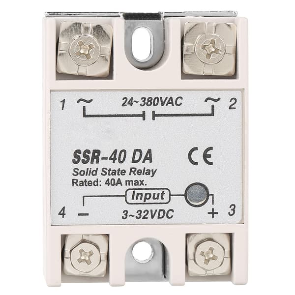 Enkeltfaset DC-AC Solid State Relæ SSR 40DA 40A Indgang 3-32V DC Udgang 24-380V AC
