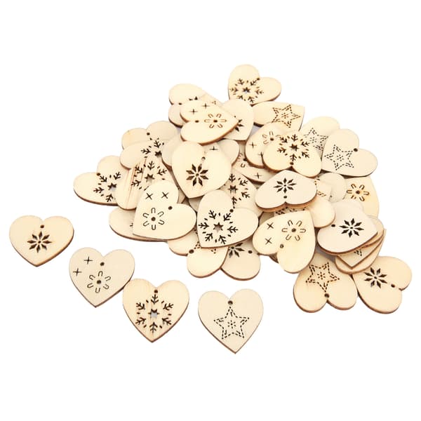 200 stk. treklosser DIY treknapper Naturmateriale Hjerteformede trefliser til dekorasjon