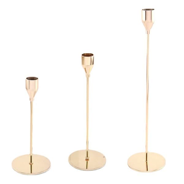 Lysestaker sett med 3 for koniske lys Dekorative lysestaker i metall for bryllupsmiddagsselskap