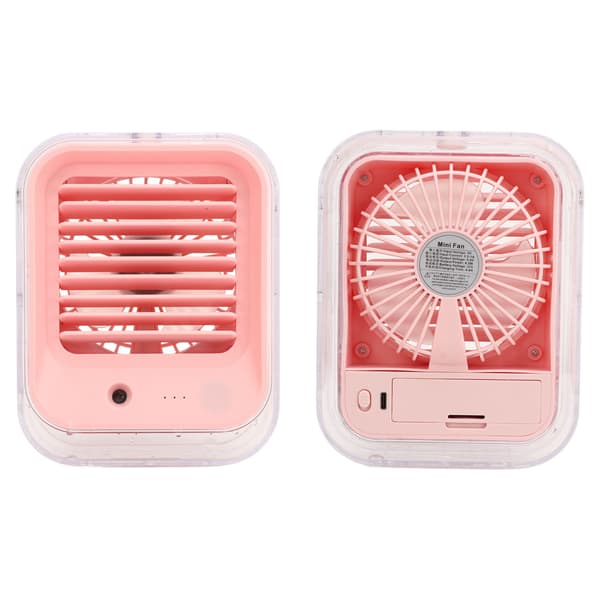 Bordventilator Pink Støjsvag Genopladelig Mini Bærbar Vandsprayventilator med LED-lys