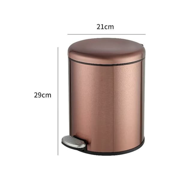 En søppelbøtte i rustfritt stål til badet, pedalbøtte, 6L, rosegull