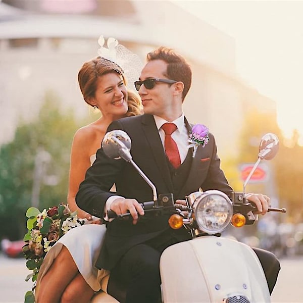 Bryllups Corsage Sæt - Håndlavet Kunstig Blomst med Pins og Clips til Bryllup, Prom, Fest Dekoration