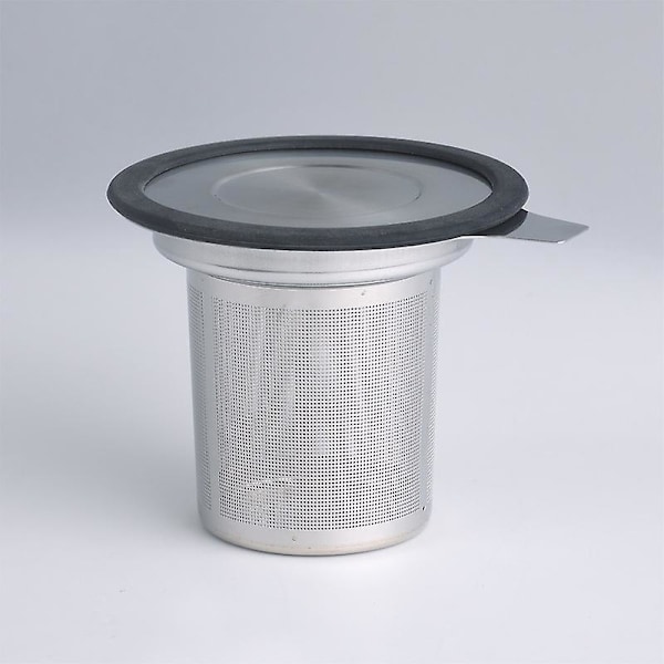Te-si  med Ekstra Fint Net og Silikonlåg 304 Rustfrit Stål Løste  Te-infuser Steeper Kurvfilter til Tekande og Kop
