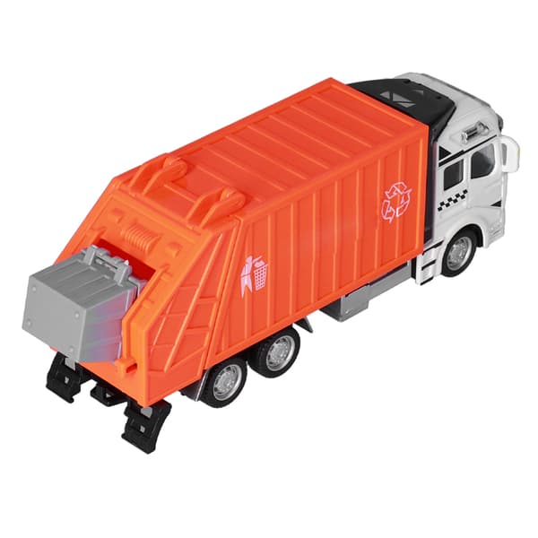 1:48 Pull Back Sopbil Leksak Legering Plast Leverans Sopbil Fordon Leksaker Dekoration för Pojkar Orange
