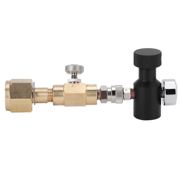 CO2 Cylinder Genopfyldningsadapter Messingforbindelse CGA320 med Udluftningsventil ASA 1500PSI Trykmåler