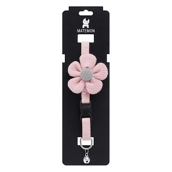 Justerbart 3D Kattehalsbånd med Blomster og Klokker, Sødt Kæledyrstilbehør i Pink/Grå/Gul Zekai pink