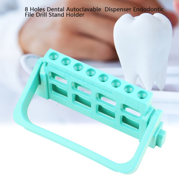 8-hullers autoklaverbar tanddispenser Endodontisk filborestativholder (grøn)