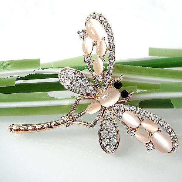 Multifarvet Opal Krystal Dragonfly Vinger Brosche