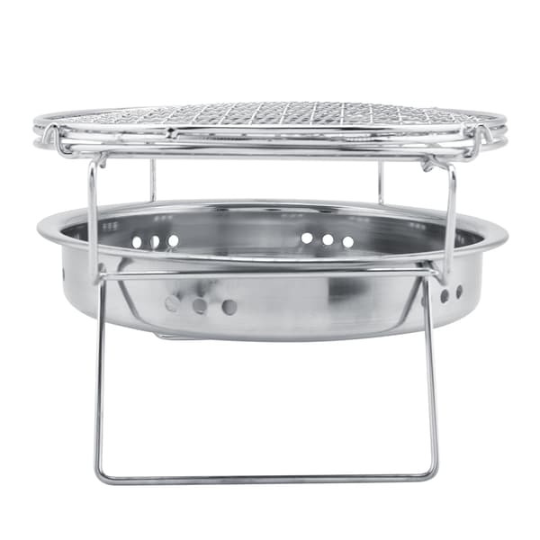 Mini BBQ Grill i rustfrit stål, sammenklappelig, bærbar, rund grillovn til udendørs campingterrasse