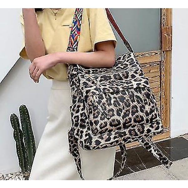 Leopardmönstrad Casual Ryggsäck för Kvinnor, Lätt Reseryggsäck