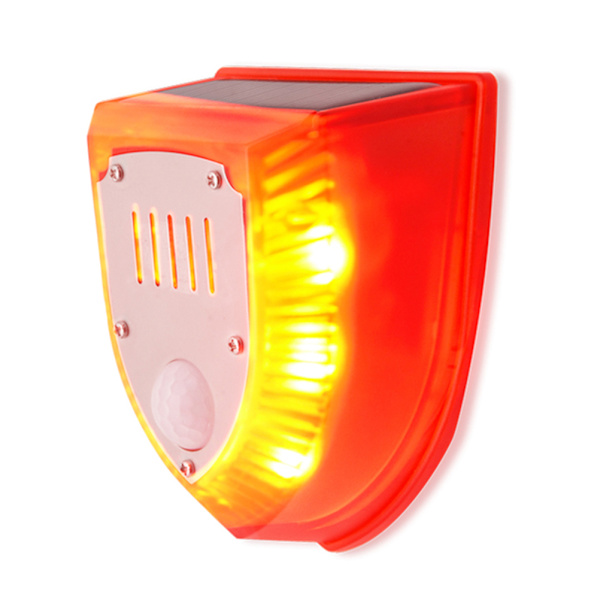 Solcelledrevet lyd- og lysalarm Bevægelsessensor 110DB Lydalarm LED-blitz Advarselsstrobe Sikkerhedsalarmsystem til husgård Villa