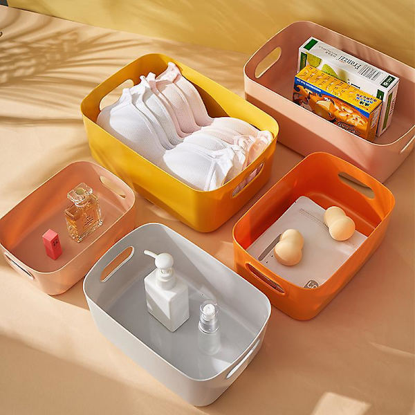 Orange Plastförvaringslåda för skrivbord - Set om 5