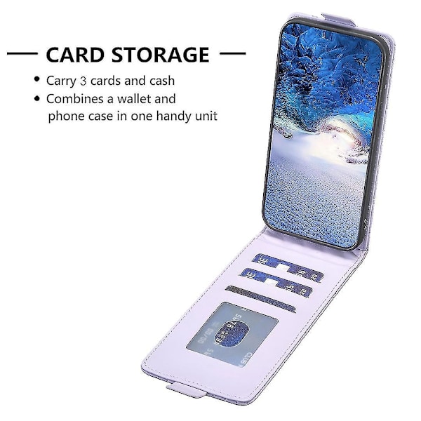 Til Samsung Galaxy A35 5G Etui Kortholder Vertikal Flip Læder Cover-B11 Lilla