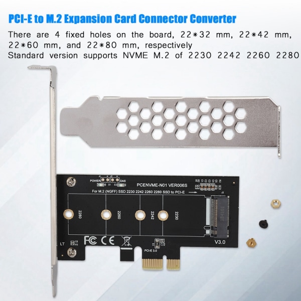 PCI-E til M.2 Expansion Card Connector Converter for M2 NGFF NVME-harddisk