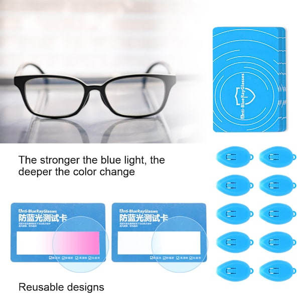 10 set Professional Anti Blue Light Test -tunnistuskortti Blue Light Generator Card