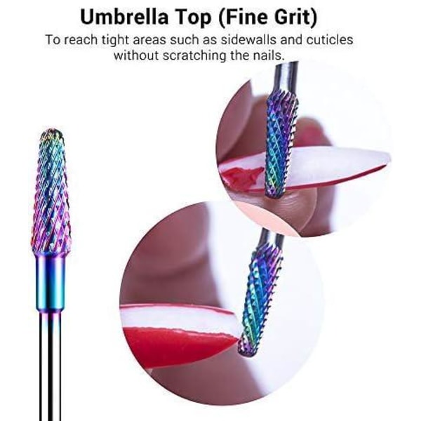7* nagelborr för manikyr och pedikyr, professionella koniska grader av hög kvalitet för att ta bort lack/gel och trycka tillbaka nagelbanden