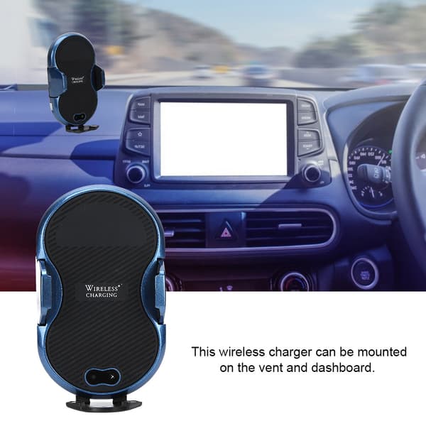 Trådløs infrarød induksjon billaderbrakett luftventil dashbord telefonholder C8miniBlue