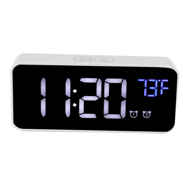 LED Digital Väckarklocka Termometer med Snooze USB-laddning Sovrum Kontorsdekoration Silver