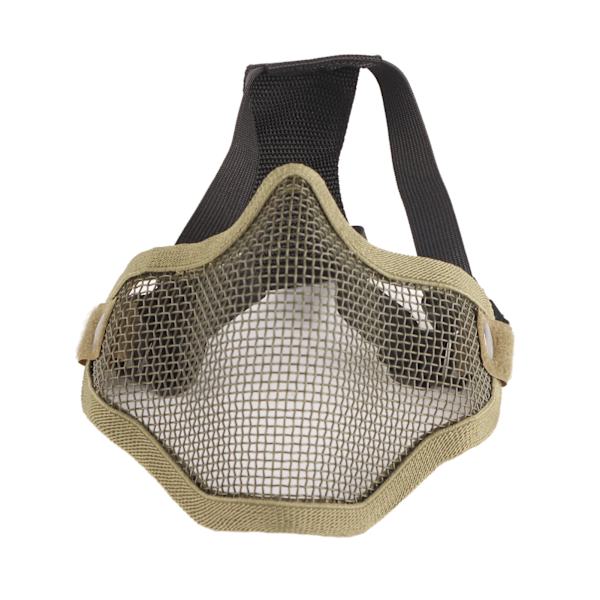 Halv ansiktsmask skyddande stål nät cool design 54 till 62cm huvudskydd för utomhusaktiviteter grön