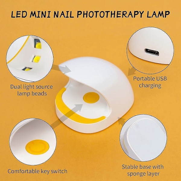 Mini LED Nagellampa Enkel Finger Bärbar LED Nagellampa USB Snabbtorkande Nagel Härdningslampa