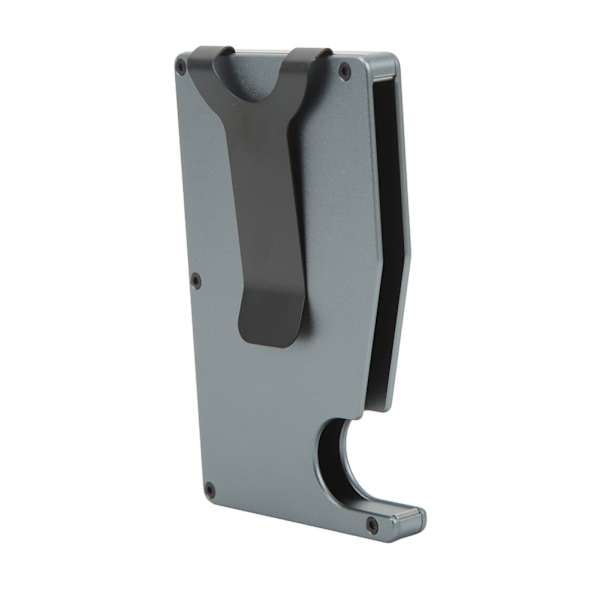 Korthållare i aluminiumlegering, antimagnetisk, stöldskyddad, automatisk utmatning, kreditkortsfodral, grå