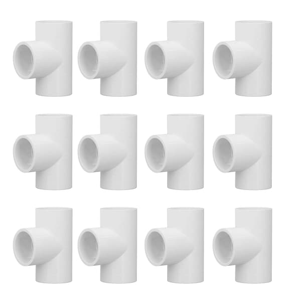 12 stk. PVC T-rørfittings Plast Equal Diameter Samlinger Adapter Vandforsyning Boligforbedring 25 mm ID