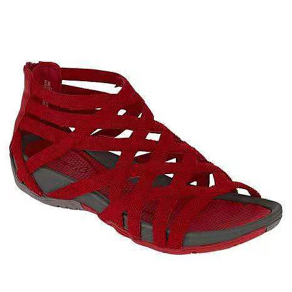 Kvindernes sommerstrand romerske gladiatorsandaler med bandage design42 rød