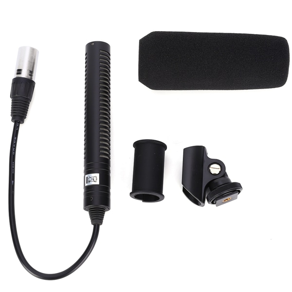 Kondensatormikrofon Stereokamera Mic Videoinspelning Svart enkelriktad antistörning (svart)