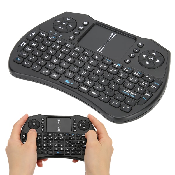 Mini trådløst tastatur fjernbetjening 2.4GHz USB-modtager QWERTY til Android TV Box Touchpad A8Sort