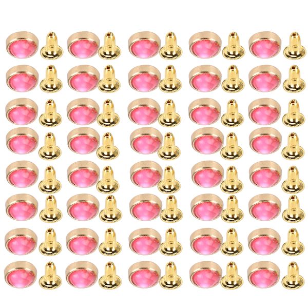 100 Set Färgade Kristallnitar i Zink-legering för Bagage, Kläder, Skor, Dekoration, DIY-verktyg, 8 mm, Rosa