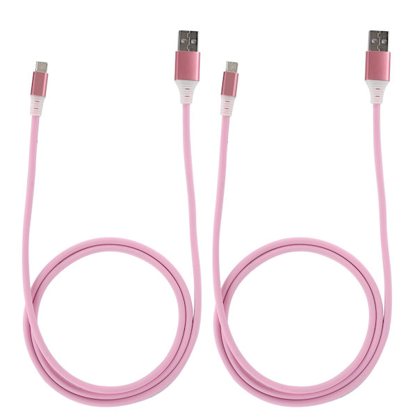 2 stk. TPE aluminiumslegering datakabel med LED-belysning til telefoner med Type C-interface (pink)