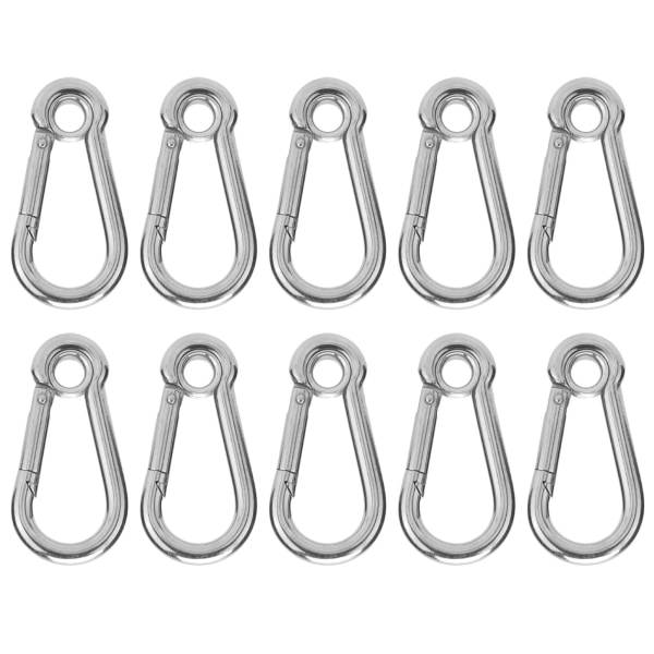10 st Snapkrok Rostfritt stål Säkerhetsrep Fjäderkarbin Hängande spänne TillbehörM8(8mm)