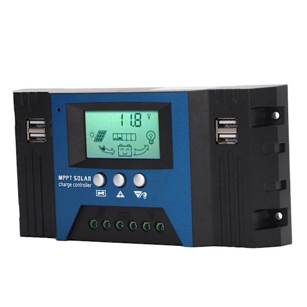 12V 24V Solcellsladdningsregulator 4 USB-portar 5V 2.5A Parameter Justerbar LCD-display för Hem RV Båt 100A