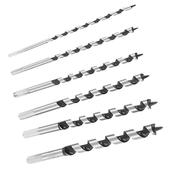 6 STK Borbitssett 230 mm Lang sekskantet skaft Solid sneglebitssett for trearbeid