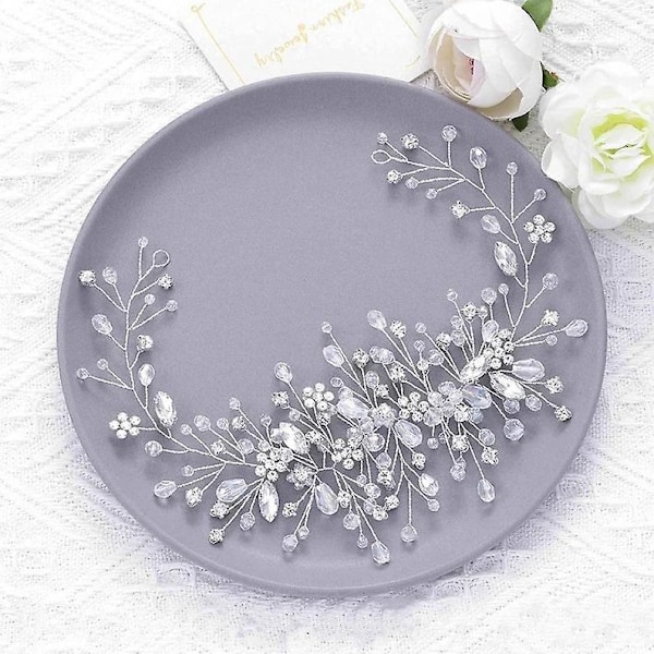 Krystall Bryllupshårpynt med Rhinestones og Blad Elegant Hår Smykker til Bryllup og Fester