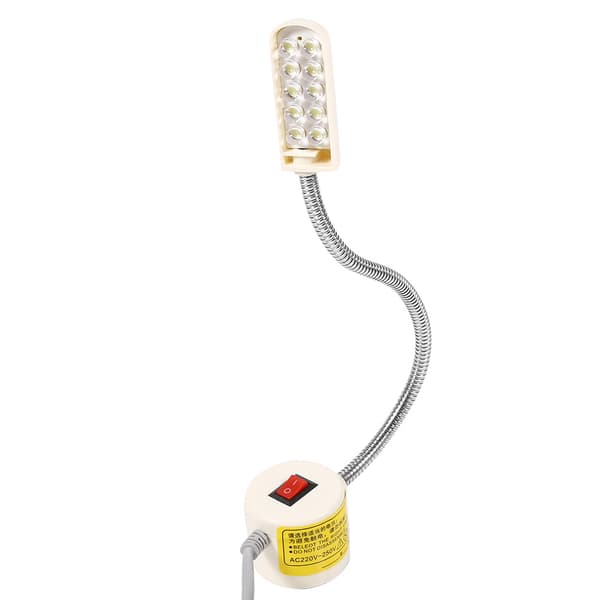 Symaskinslampa med svanhals, magnetisk bas, strömbrytare, flexibel montering (10 LED)