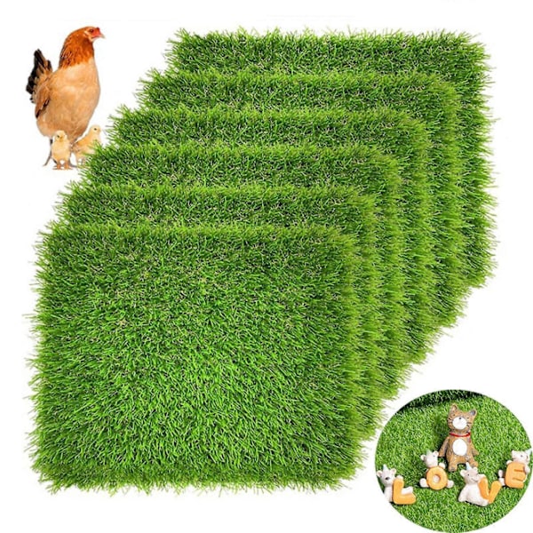Kycklingrede Pads Set, 12\" x 12\" Turf Rutor Matta Redlåda Bäddmaterial för Hönshus Konstgräs Inomhus Utomhus DIY Dekor -GSL 6.14 3 ST