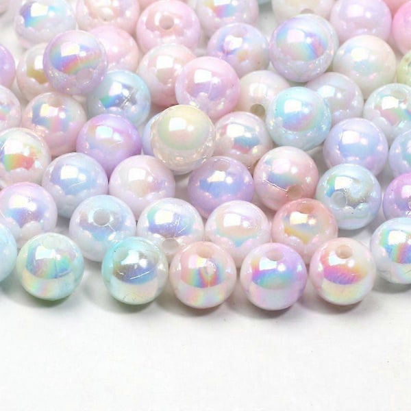 50-30 stk. Naturlige Imitationsperler 8/10mm AB ABS Tråd Akryl Spacer Perler Til Smykkefremstilling Armbånd Halskæder Tilbehør 10mmx30stk
