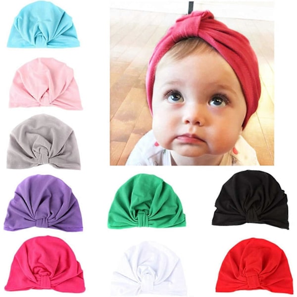 10 stk. Baby Bandanaer, Baby Huer, Elastisk Blød Bomuld, Fødselsdagsfoto Festrekvisitter, Flerfarvede Babyhatte 0-8 År, Alle Sæsoner #2
