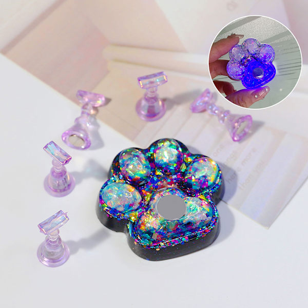 Katteklo Magnetisk Negleholder Glødende Manicure Praksis Træningsdisplay Stativ Krystalholdere Legering Falske Neglespids Salon DIY Manicure Værktøjer