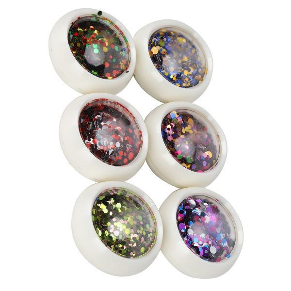 6 æsker runde pailletter Plast farverigt glitter dekorative krummer gør-det-selv-pynt tilbehør